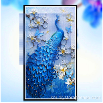 peacock បិទភ្ជាប់ការតុបតែងពេជ្រ stick stitch stighting 40 * 62